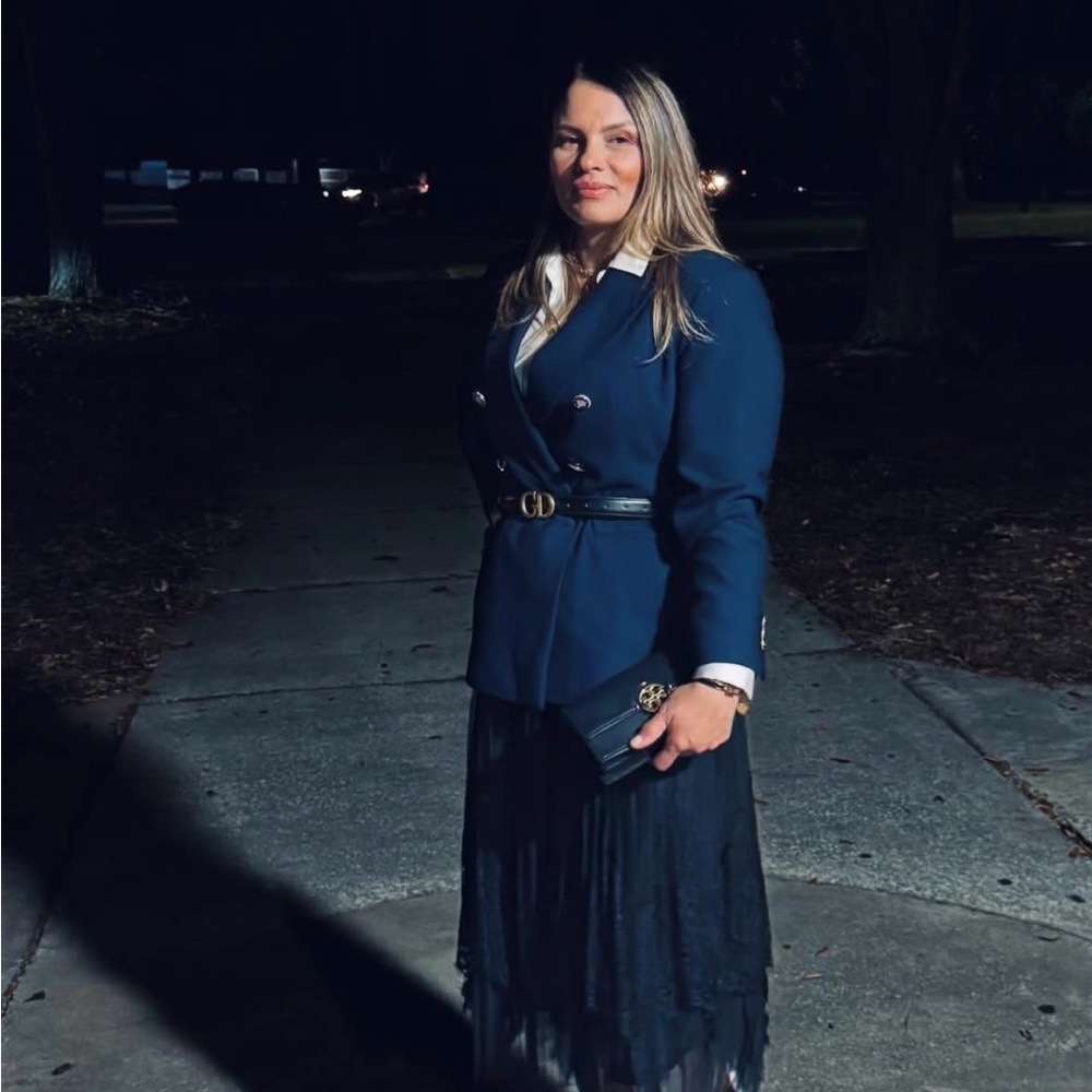 Zara Navy Blue Double-Breasted Blazer - Picture 6 of 14